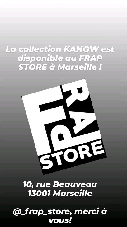 Certains de nos t-shirts et hoodies sont dispo au @_frap_store , à Marseille, 10 rue Beauveau (vieux port). Quelques pièces de la collection Kahow x @eregal__ également. Allez voir!